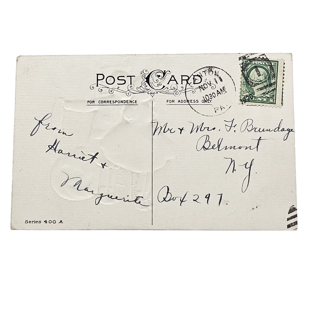 Antique 1913 Stecher Halloween Postcard - Margaret Evans Price Boy & Girl Art (Series 400 A)