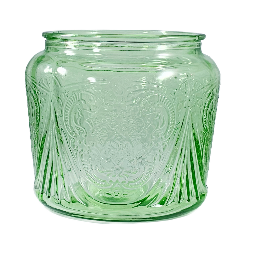 Vintage Hazel Atlas Royal Lace Green Depression Glass Cookie Jar Base | 1930s Uranium Glass Biscuit Jar