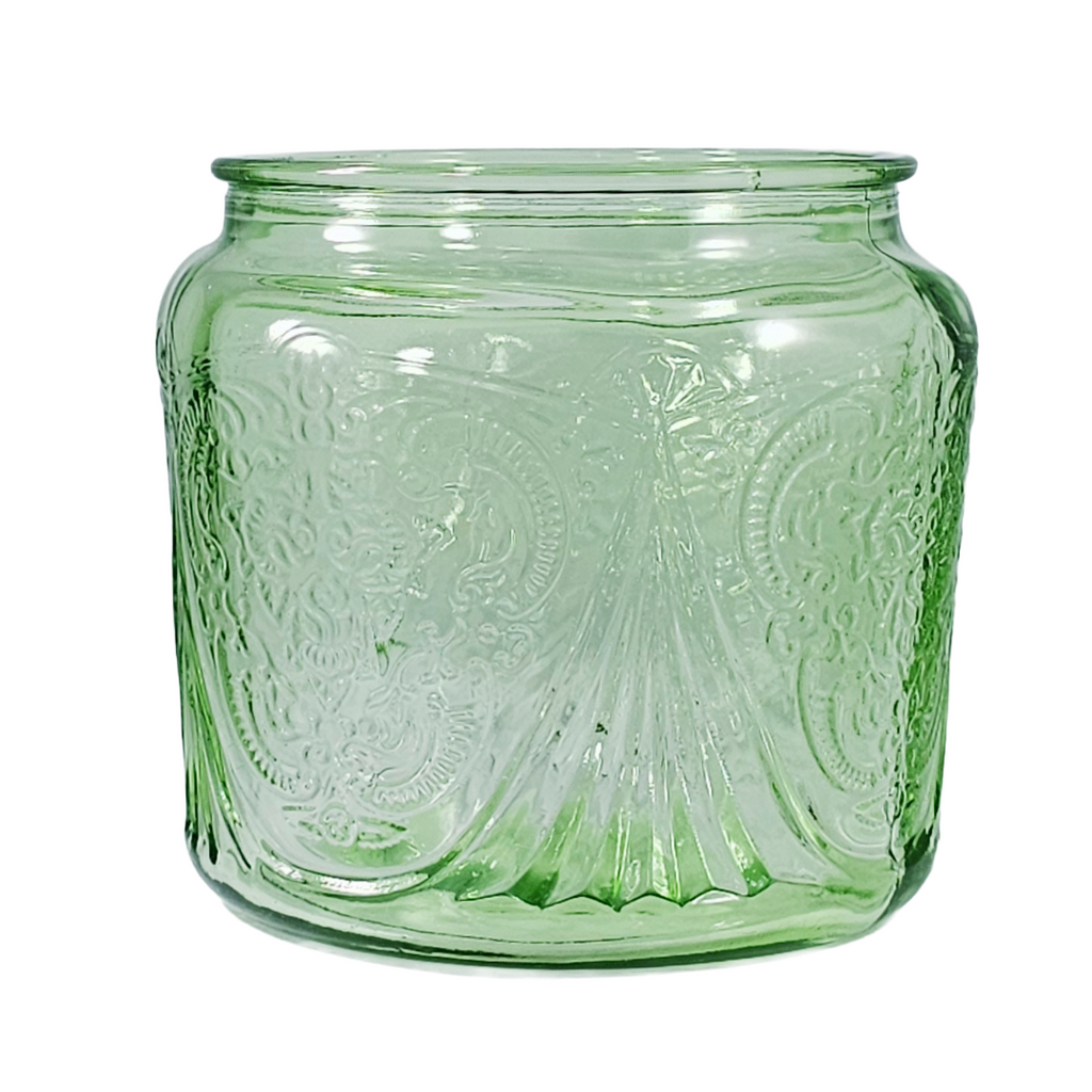 Vintage Hazel Atlas Royal Lace Green Depression Glass Cookie Jar Base | 1930s Uranium Glass Biscuit Jar