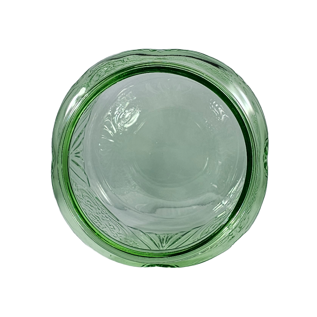 Vintage Hazel Atlas Royal Lace Green Depression Glass Cookie Jar Base | 1930s Uranium Glass Biscuit Jar