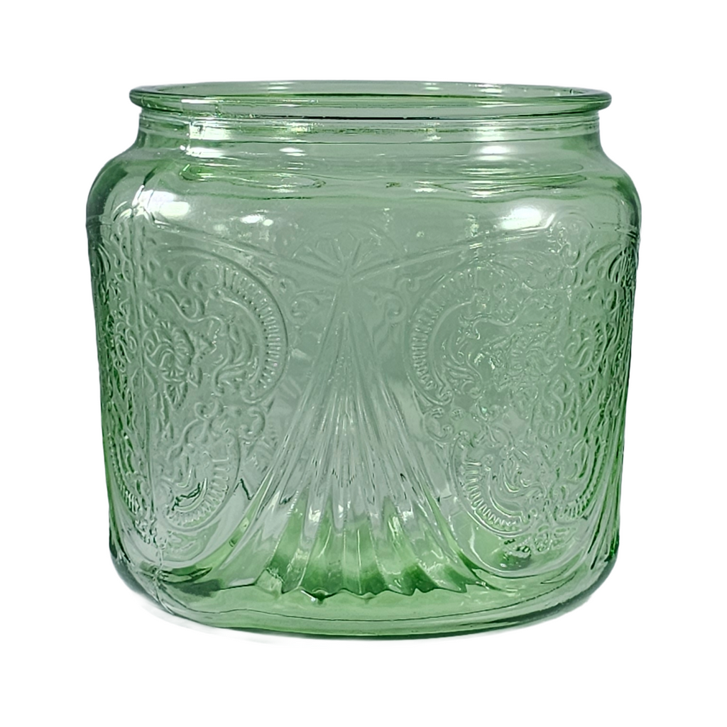 Vintage Hazel Atlas Royal Lace Green Depression Glass Cookie Jar Base | 1930s Uranium Glass Biscuit Jar