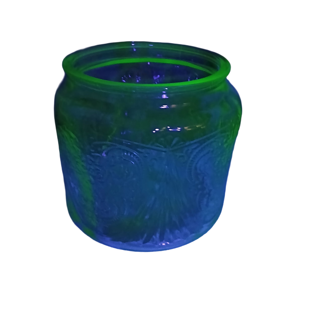 Vintage Hazel Atlas Royal Lace Green Depression Glass Cookie Jar Base | 1930s Uranium Glass Biscuit Jar