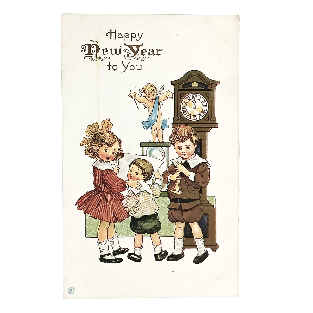 New Year Postcard Cherub Conducting Children's Musical Number Series 1270