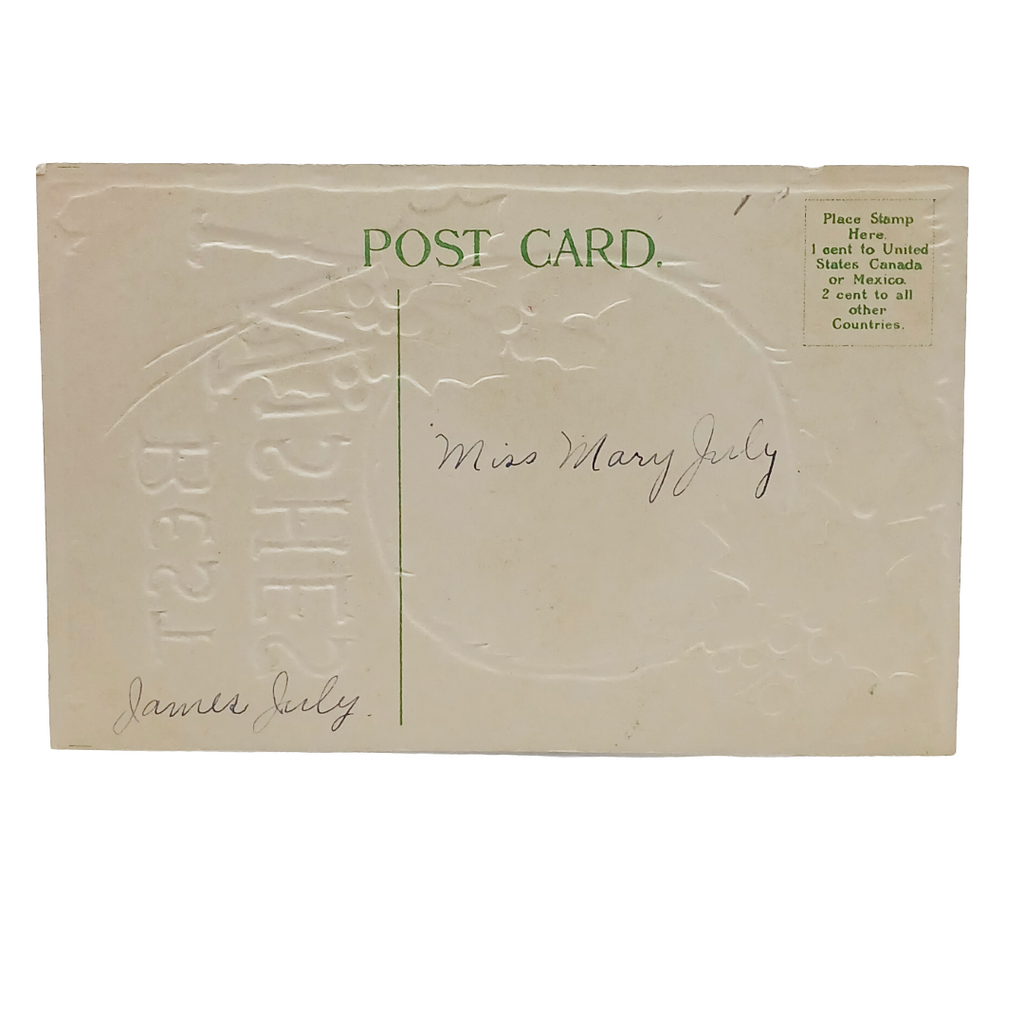 Christmas Postcard Silver Embossed Landscape with Snow & Holly