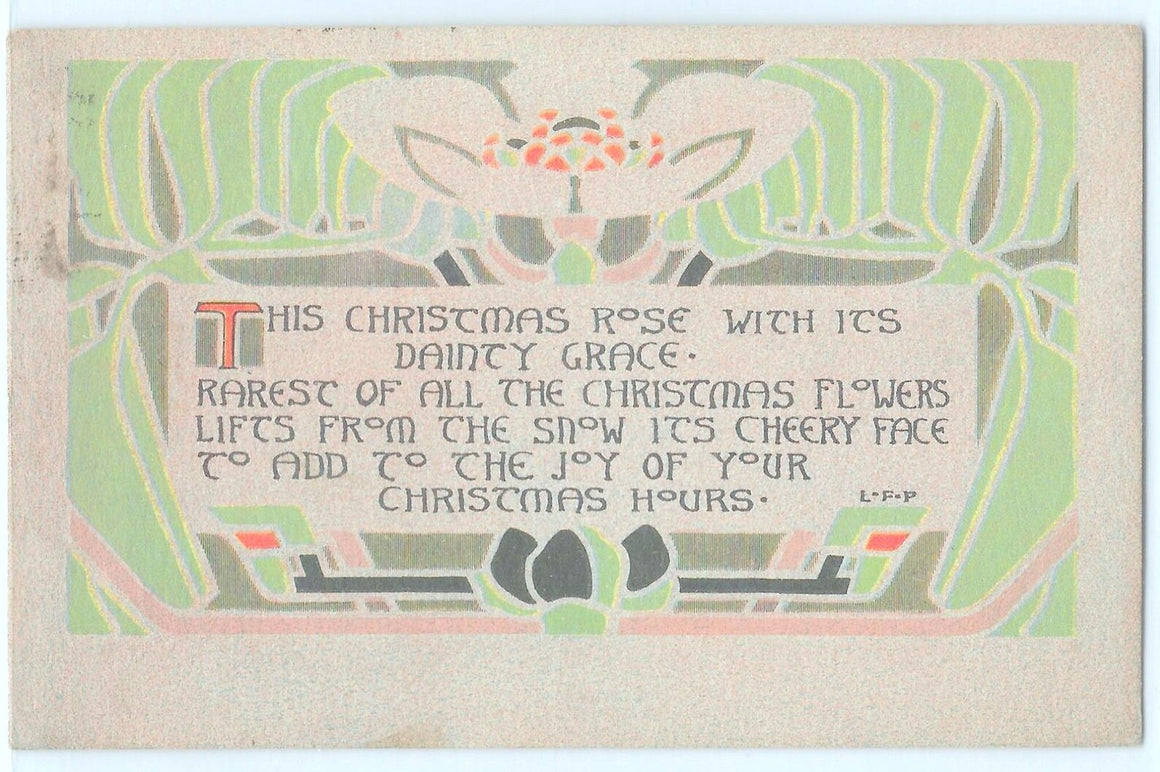 Christmas Postcard Arts Craft Rust Style Poem Pease Publishing Series 612 Signed LFP