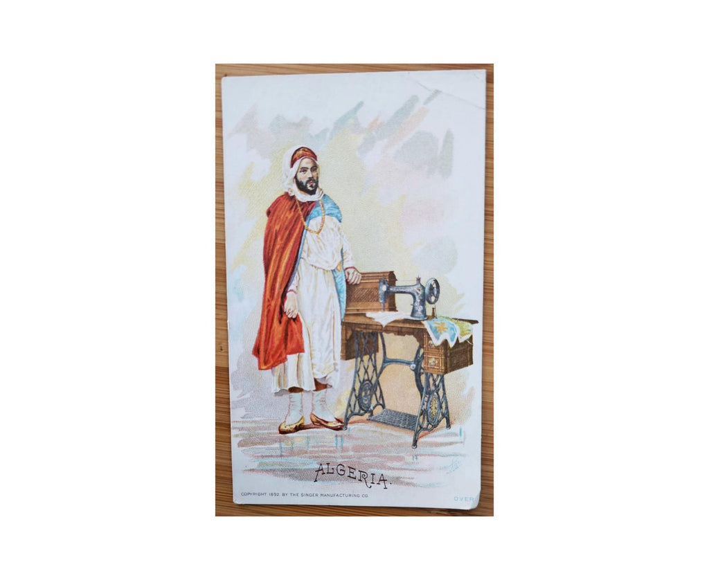 Advertising Trade Card 1893 World's Fair Souvenir Singer Sewing Machine Algeria