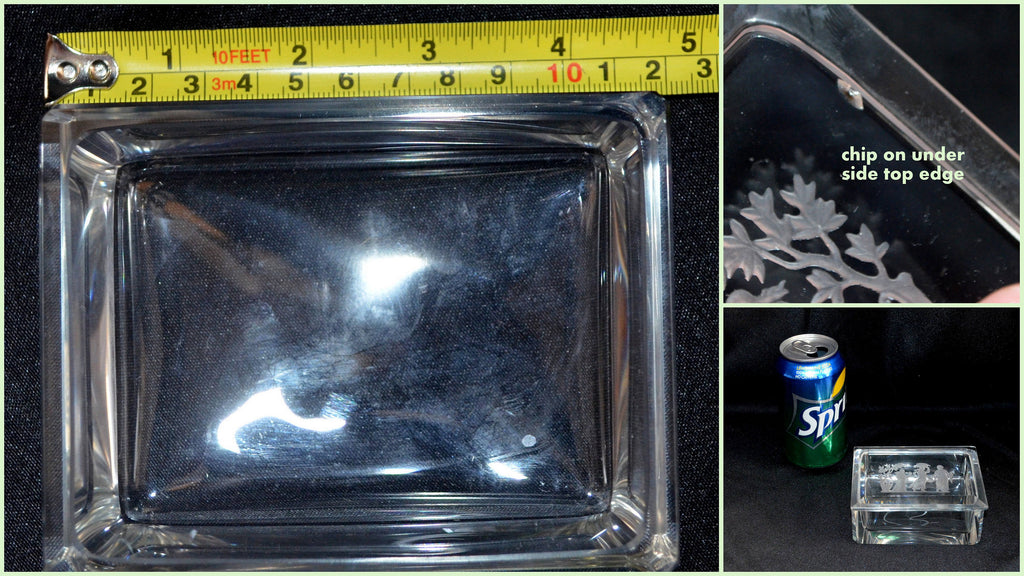 Antique Bohemian Glass Smoker's Box Three Graces Intaglio Cut Heinrich Hoffman