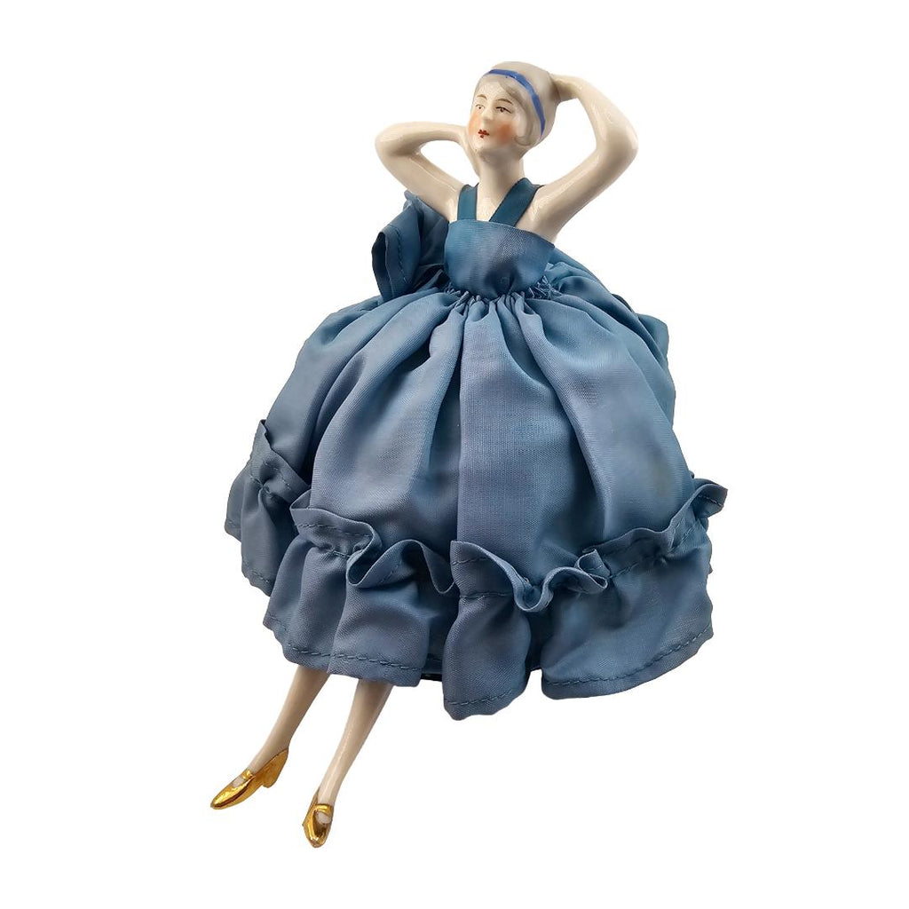 Art Deco German Porcelain Bisque Half Doll Pin Cushion Flapper Legs