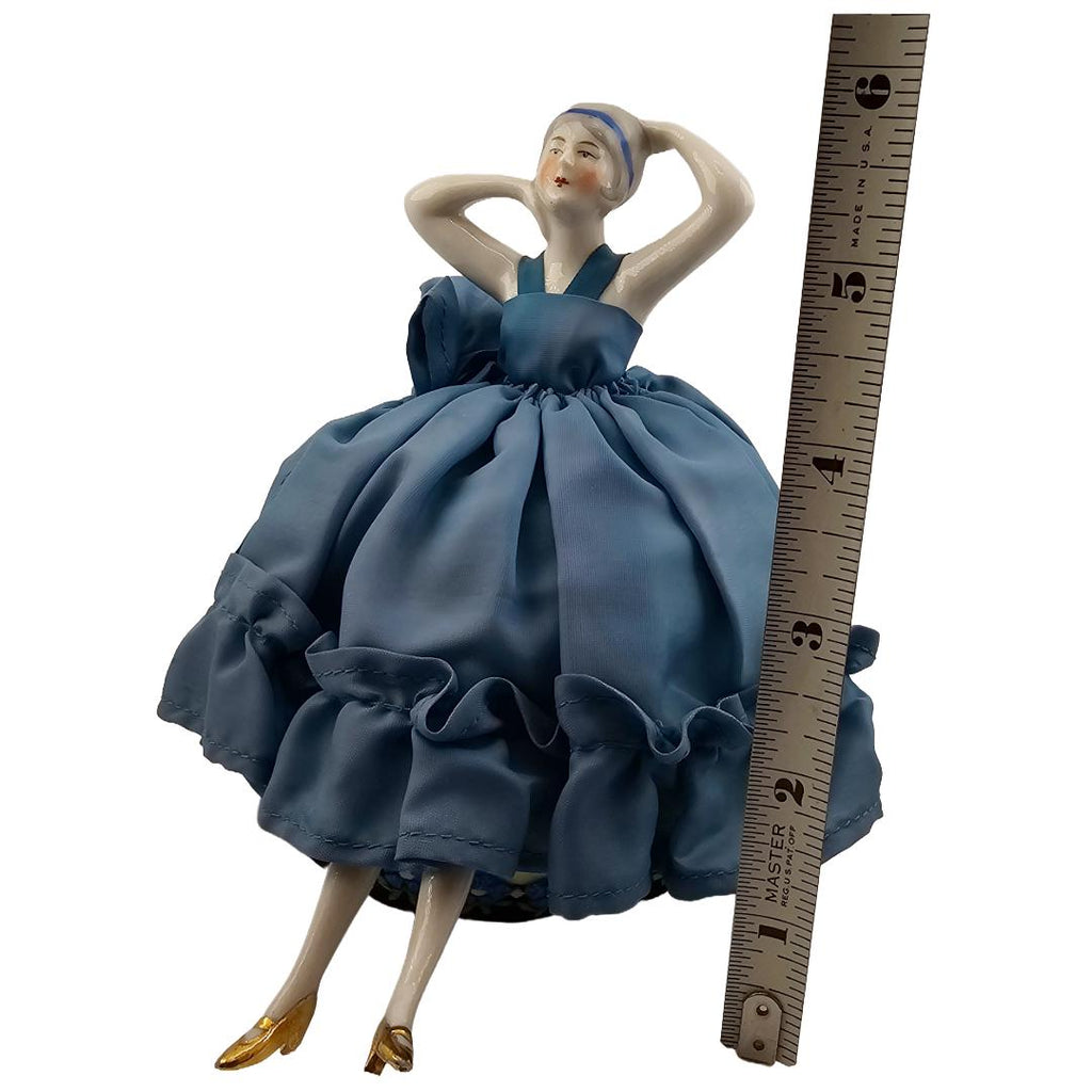 Art Deco German Porcelain Bisque Half Doll Pin Cushion Flapper Legs