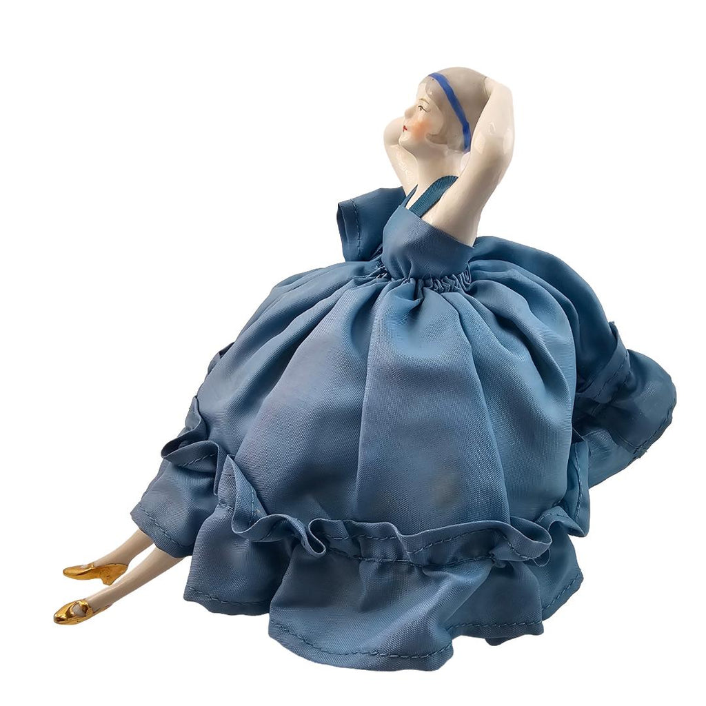 Art Deco German Porcelain Bisque Half Doll Pin Cushion Flapper Legs
