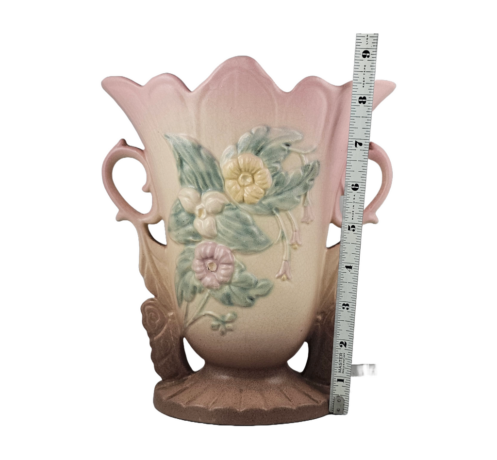 Vintage Hull Pottery Wildflower Vase #76 | 1940s Art Deco Double Handle Fan Vase