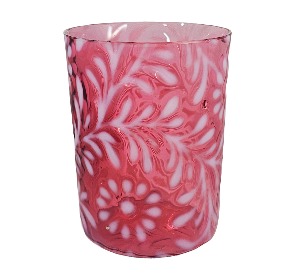 Fenton Glass Cranberry Opalescent Daisy Fern Tumbler