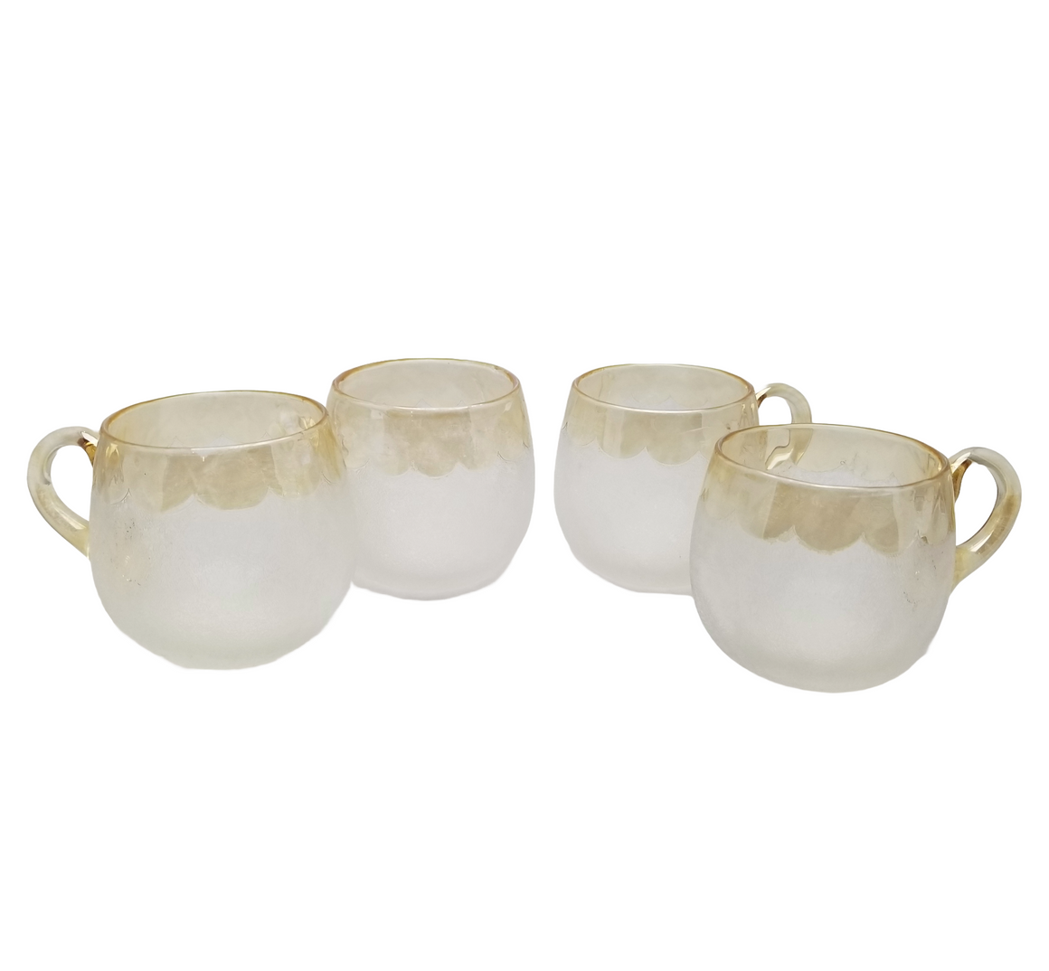 EAPG Pomona Four (4) pc. Punch Cup Set First Grind Topaz Stain Trim