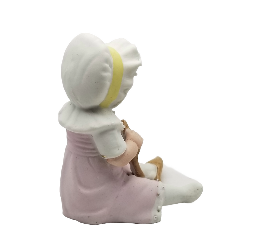 German Porcelain Bisque Piano Baby Mama's Shoes Seated Figurine