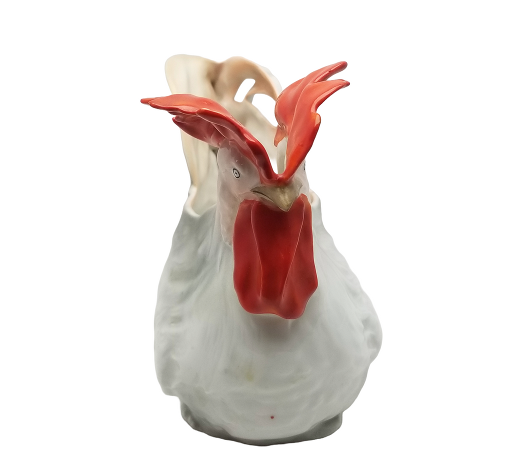 Royal Bayreuth Figural White & Grey Rooster Milk Pitcher