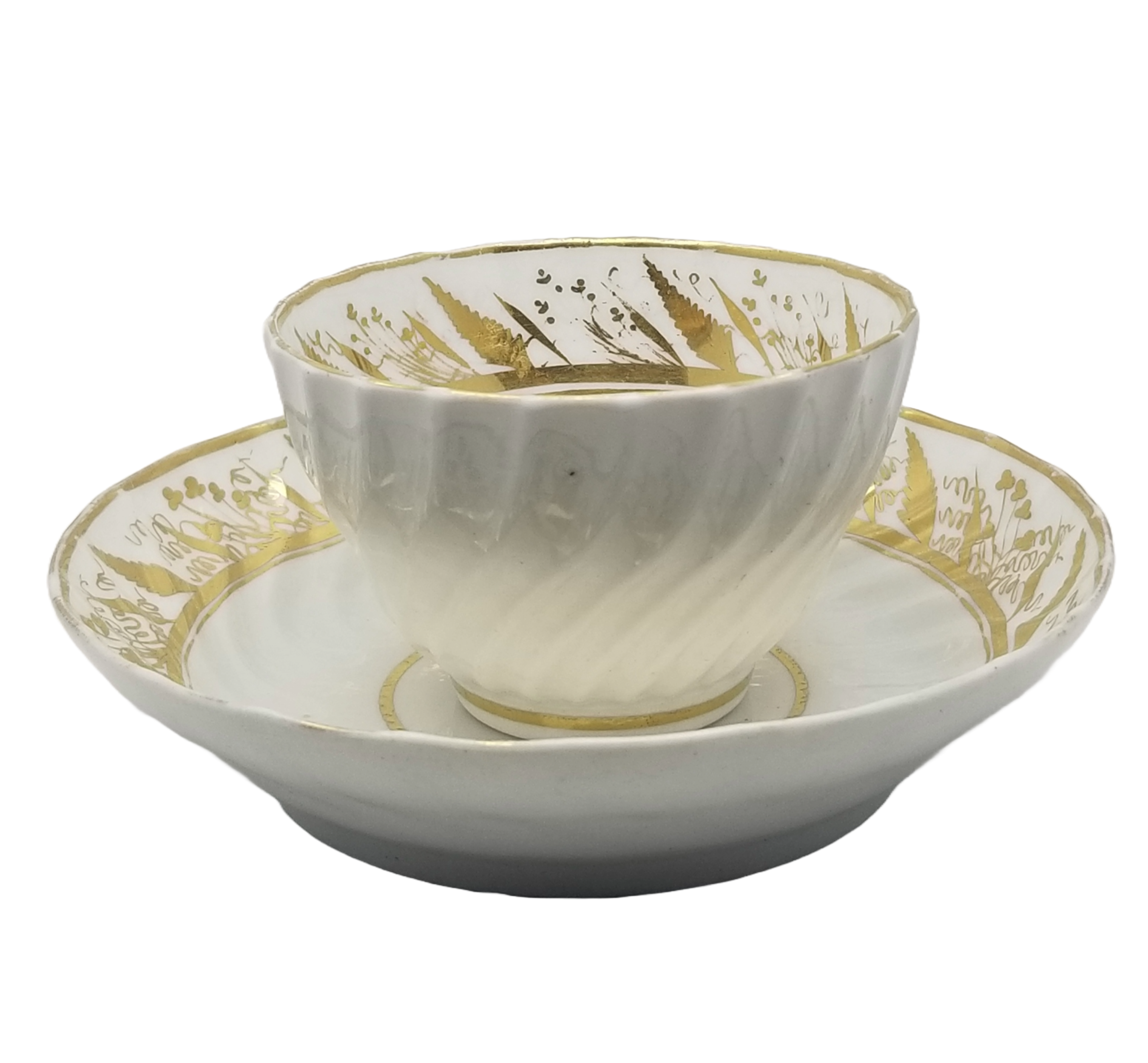 Worcester Tea Bowl Saucer 18th C Flight Mark English Porcelain