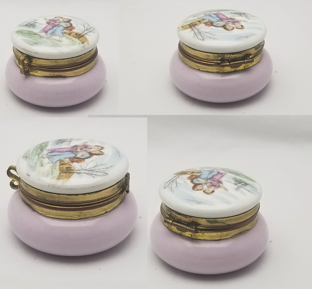 French Porcelain Patch Box Miniature Trinket Jar