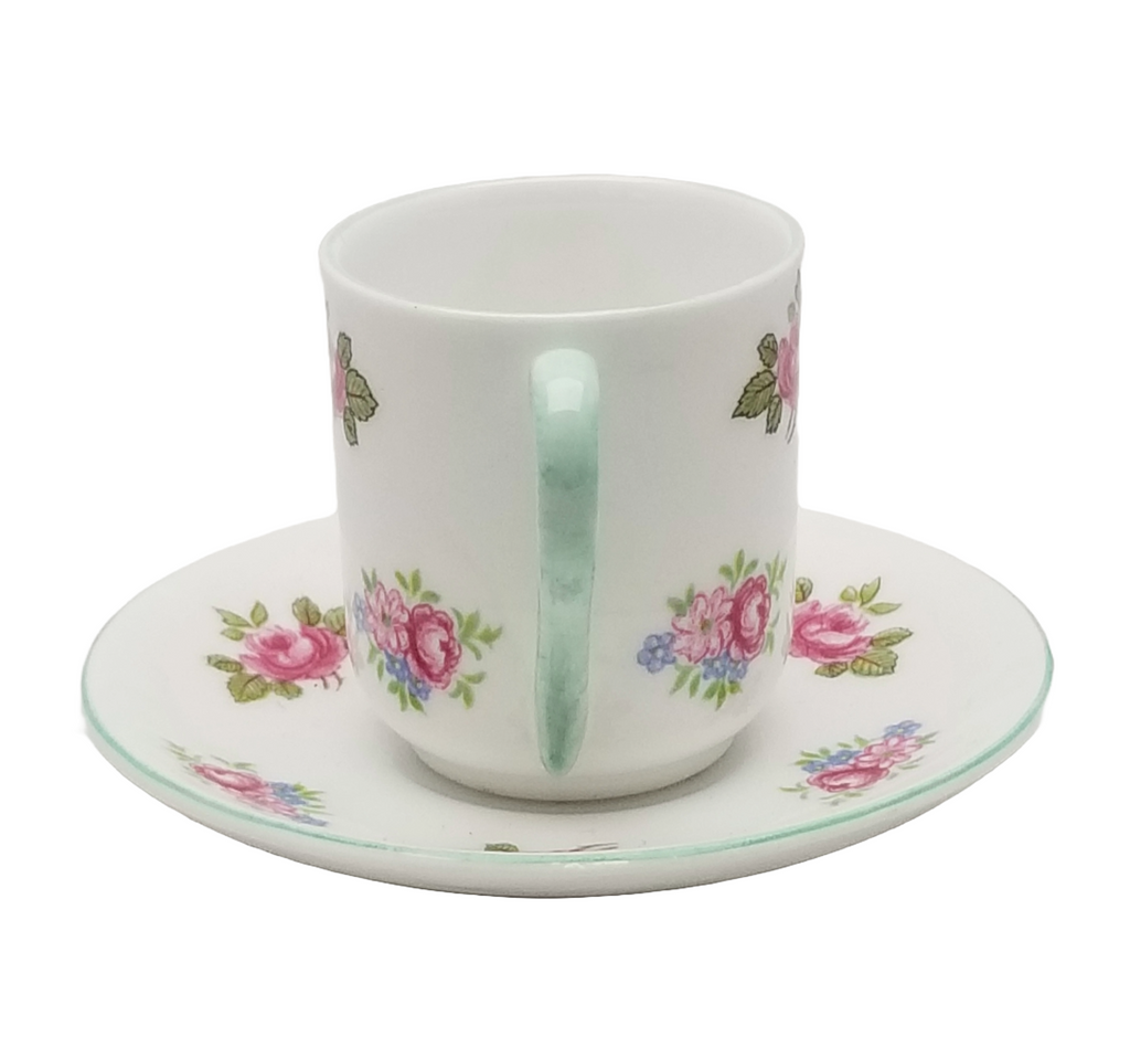 Miniature Demitasse SHELLEY England Cup and Saucer Rosebuds Mid Century English Porcelain 13426 Pattern Fine Bone China