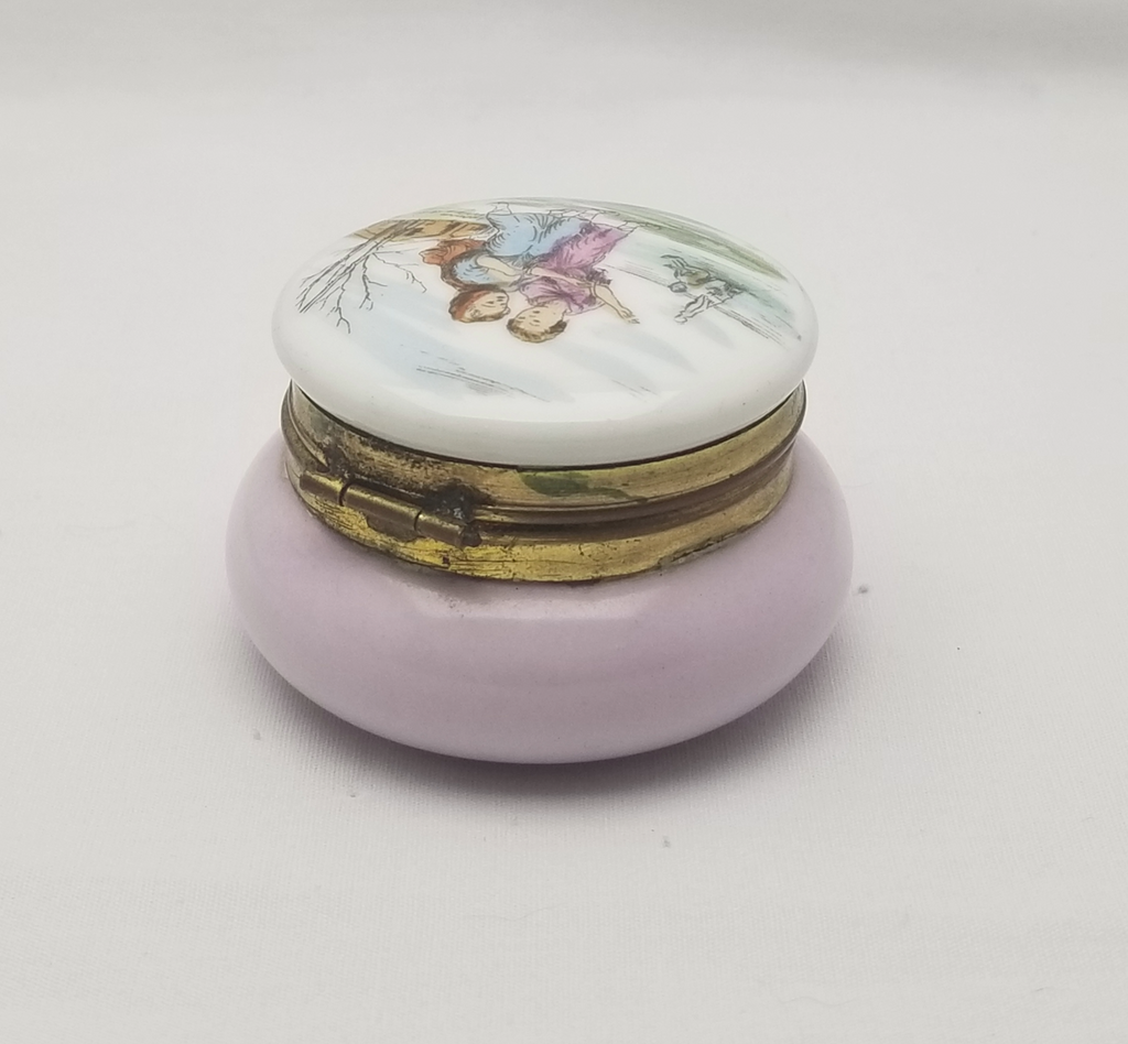 French Porcelain Patch Box Miniature Trinket Jar