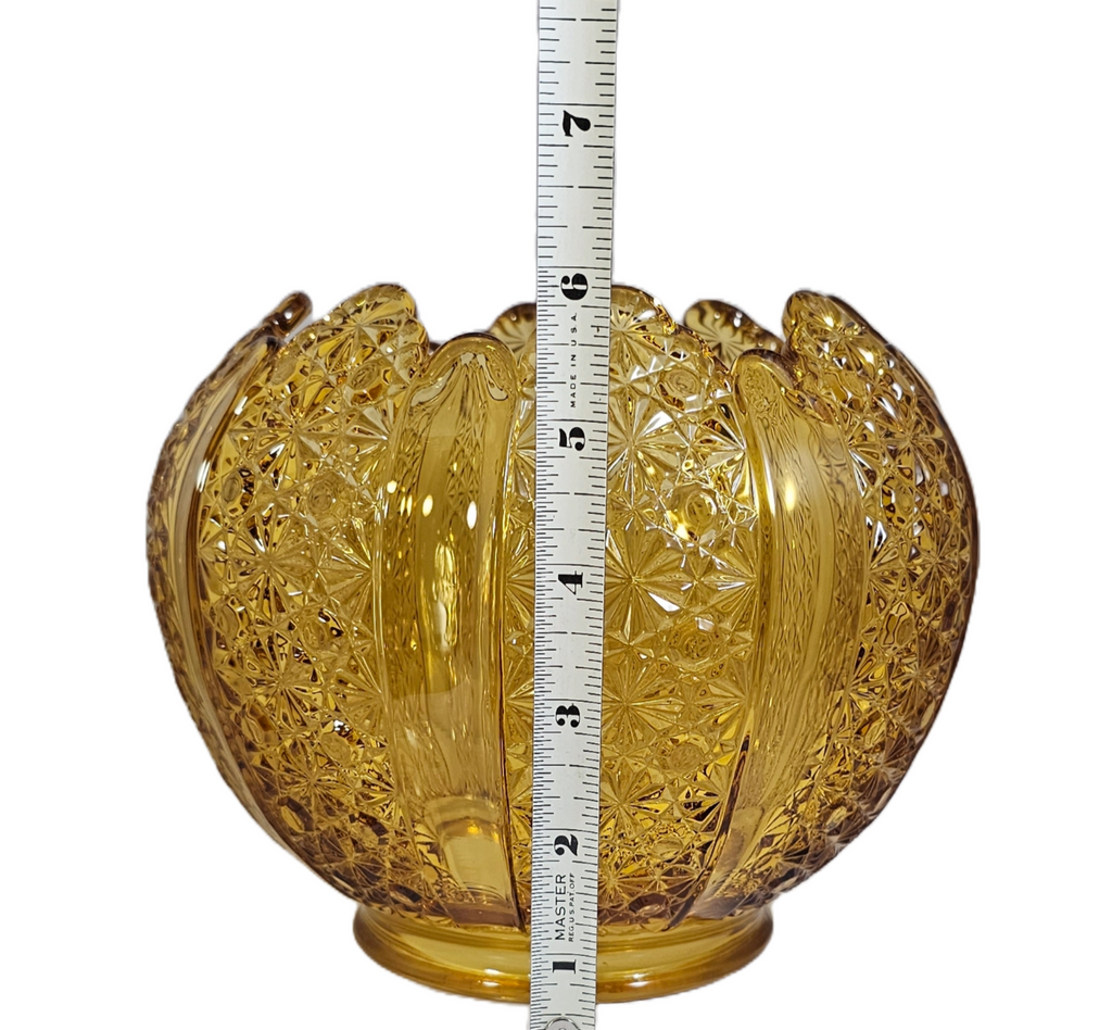 EAPG Antique Pattern Glass Duncan & Sons Ellrose (OMN) Amber Daisy Button Ribbed Budding Panel Parlor Lamp Shade