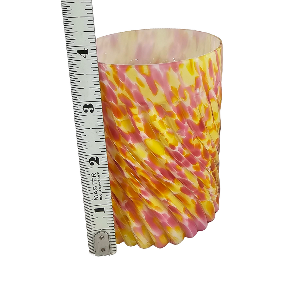 Phoenix Glass Spot Optic Spatter Tumbler Yellow Pink Rib Swirl Pattern