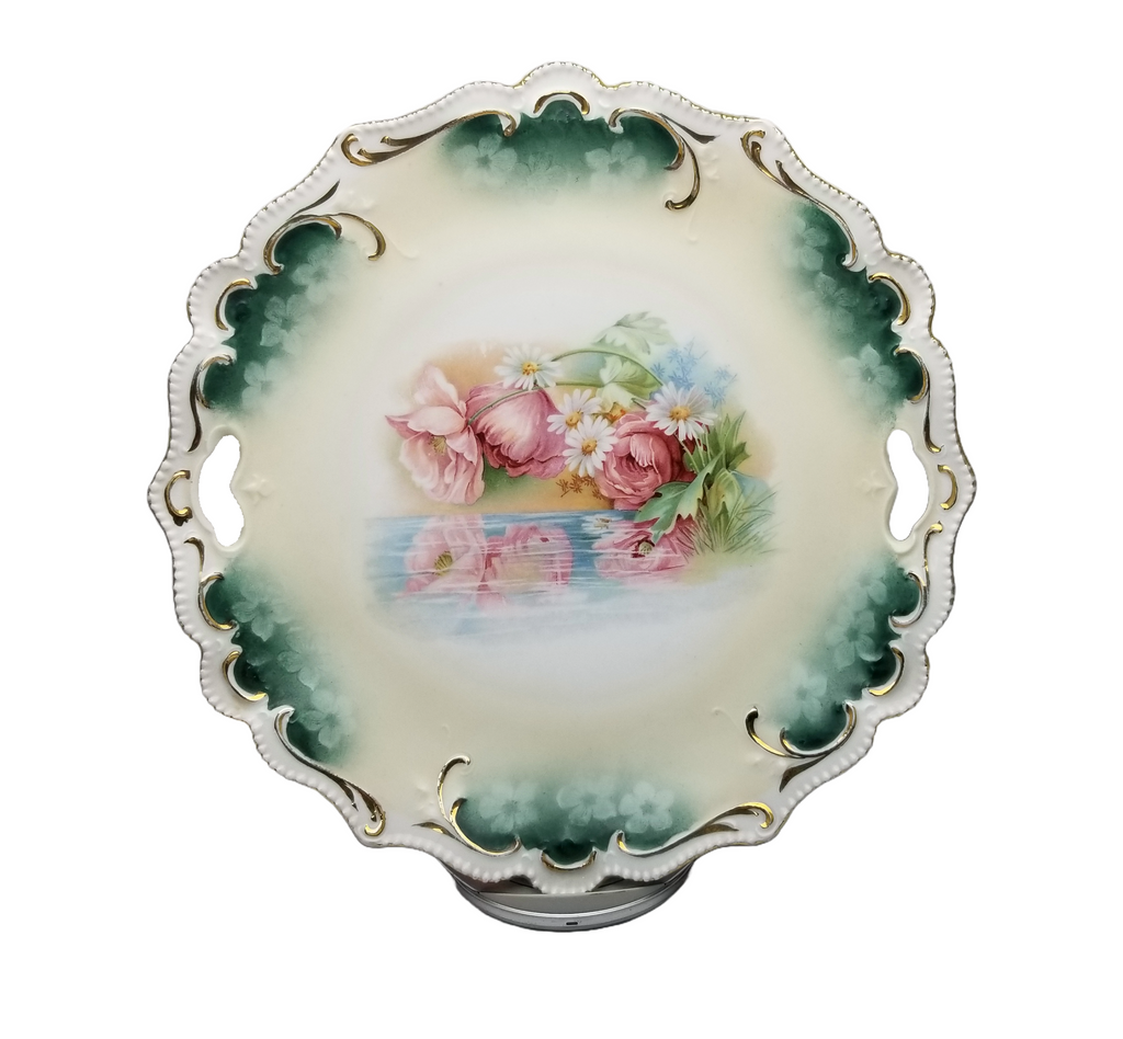 RS PRUSSIA Cake Plate Reflecting Poppies Daisies FD 36 Mold 304