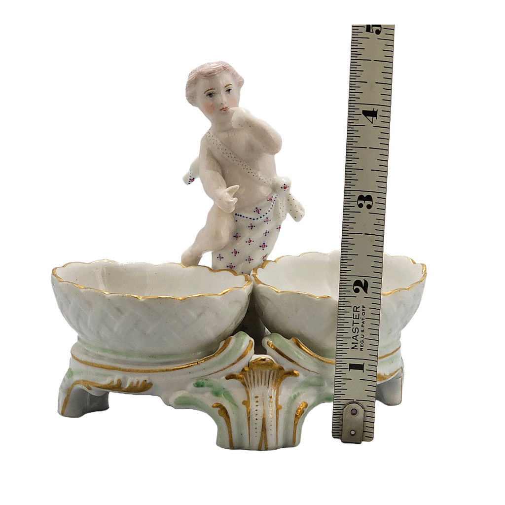 Marcolini Period Antique Antique KPM Berlin Porcelain Figural Double Salt Cellar