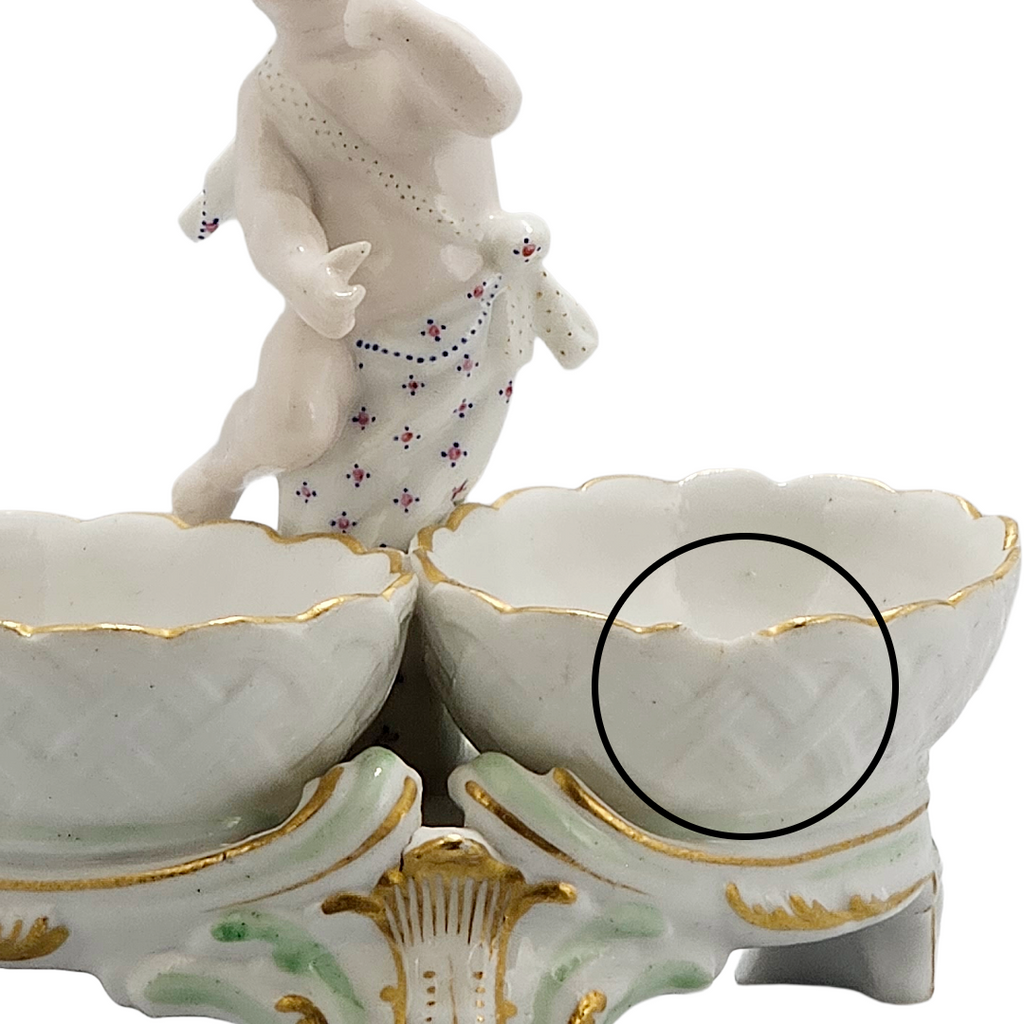 Marcolini Period Antique Antique KPM Berlin Porcelain Figural Double Salt Cellar