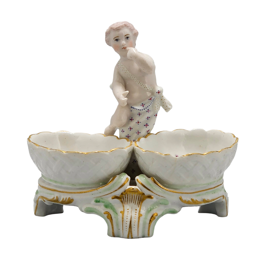 Marcolini Period Antique Antique KPM Berlin Porcelain Figural Double Salt Cellar