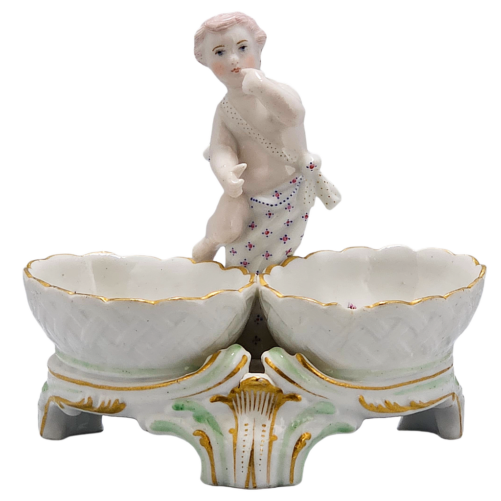 Marcolini Period Antique Antique KPM Berlin Porcelain Figural Double Salt Cellar