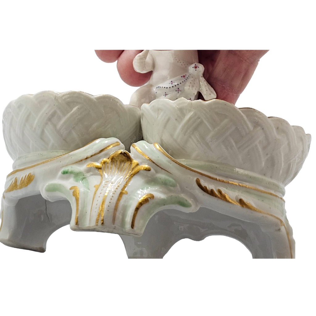 Marcolini Period Antique Antique KPM Berlin Porcelain Figural Double Salt Cellar
