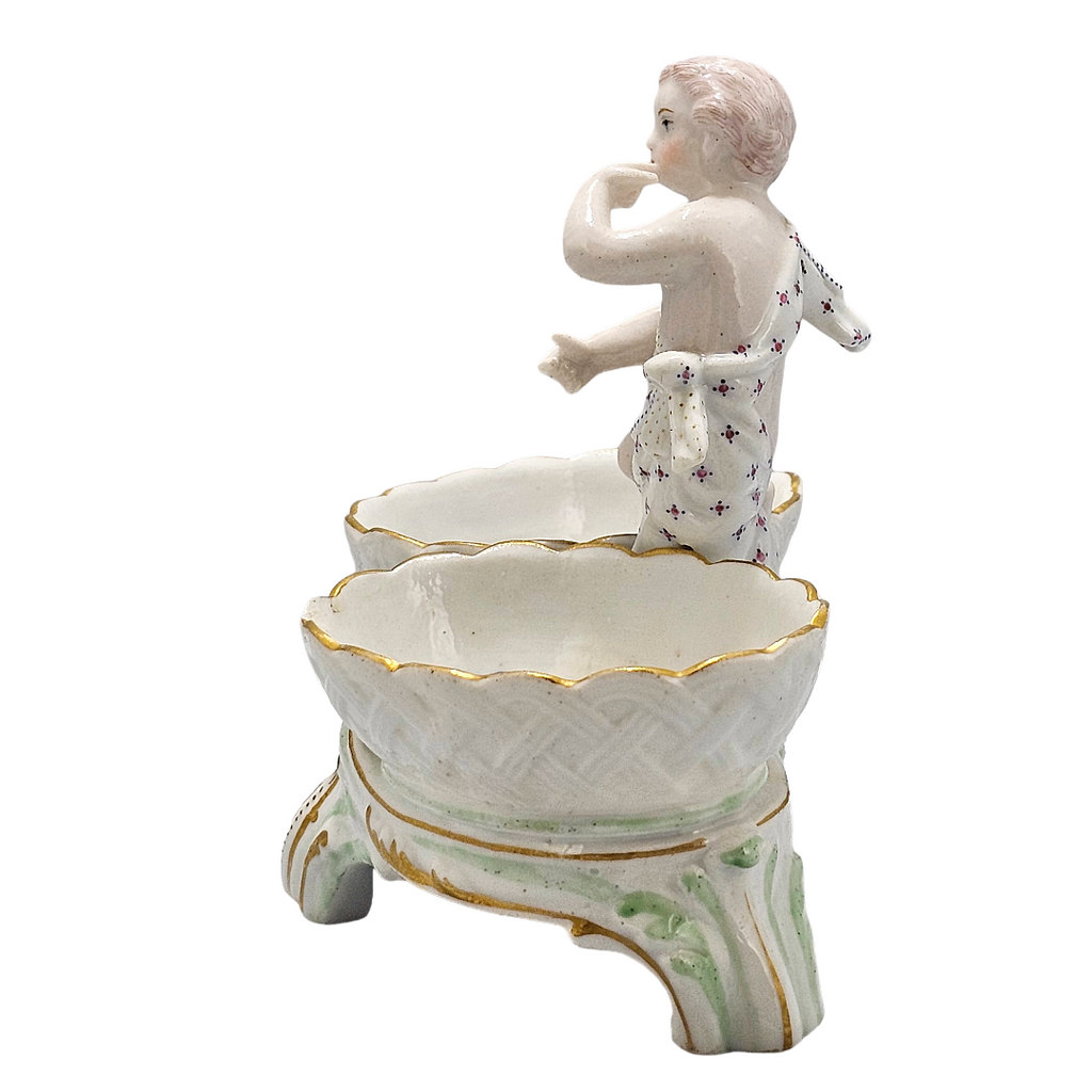 Marcolini Period Antique Antique KPM Berlin Porcelain Figural Double Salt Cellar