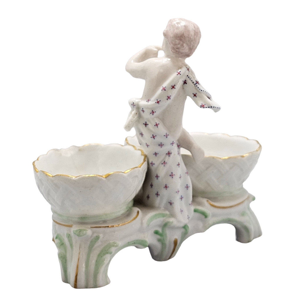 Marcolini Period Antique Antique KPM Berlin Porcelain Figural Double Salt Cellar