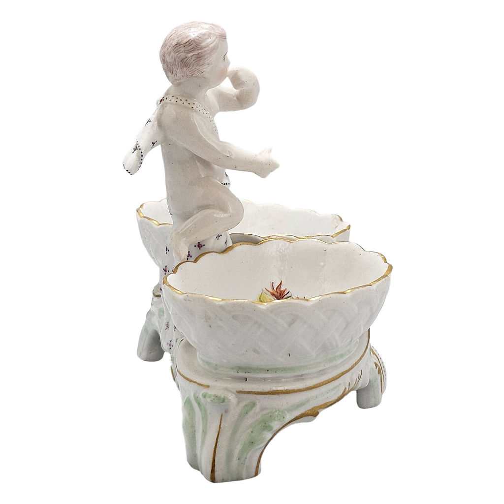 Marcolini Period Antique Antique KPM Berlin Porcelain Figural Double Salt Cellar
