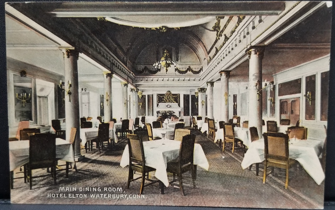 Main Dining Room at the Hotel Elton in Waterbury Connecticut CT RPPC Style Postcard