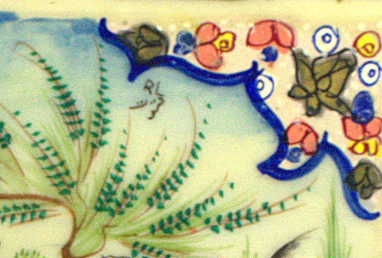 Artist Signed RL Khatam Persian Mosaic Miniature Painting Hunting Scene