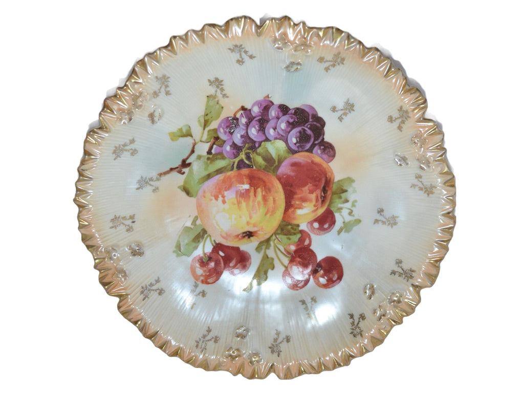 RS Prussia Plate Mold 211a Fruit Decor German Porcelain Art Nouveau Period RSP Pie Border Crimp Design Fruit I