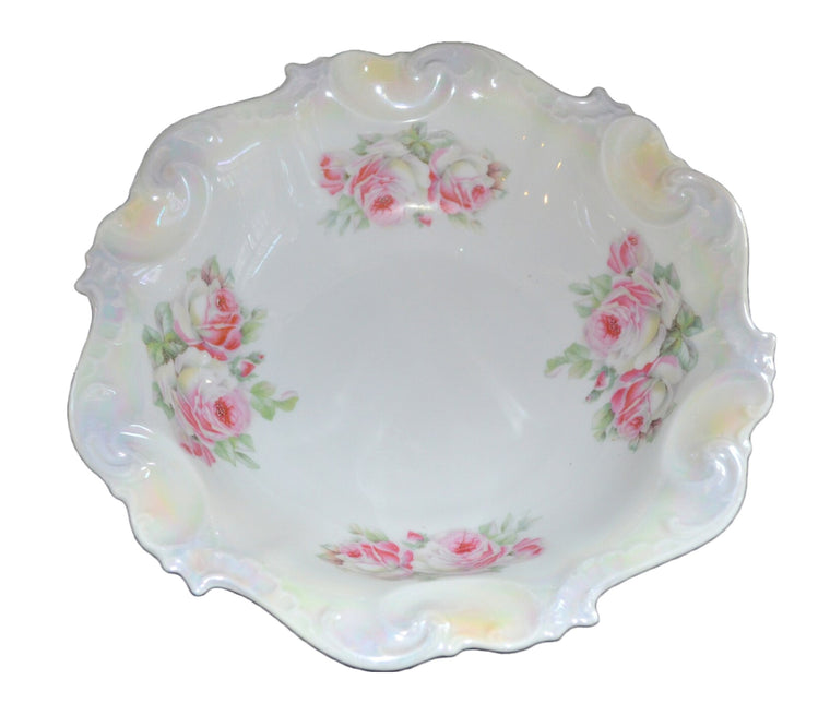 German Porcelain Flower Decorated Bowl RoseDecor Johann Seltmann Bavaria JSV Germany