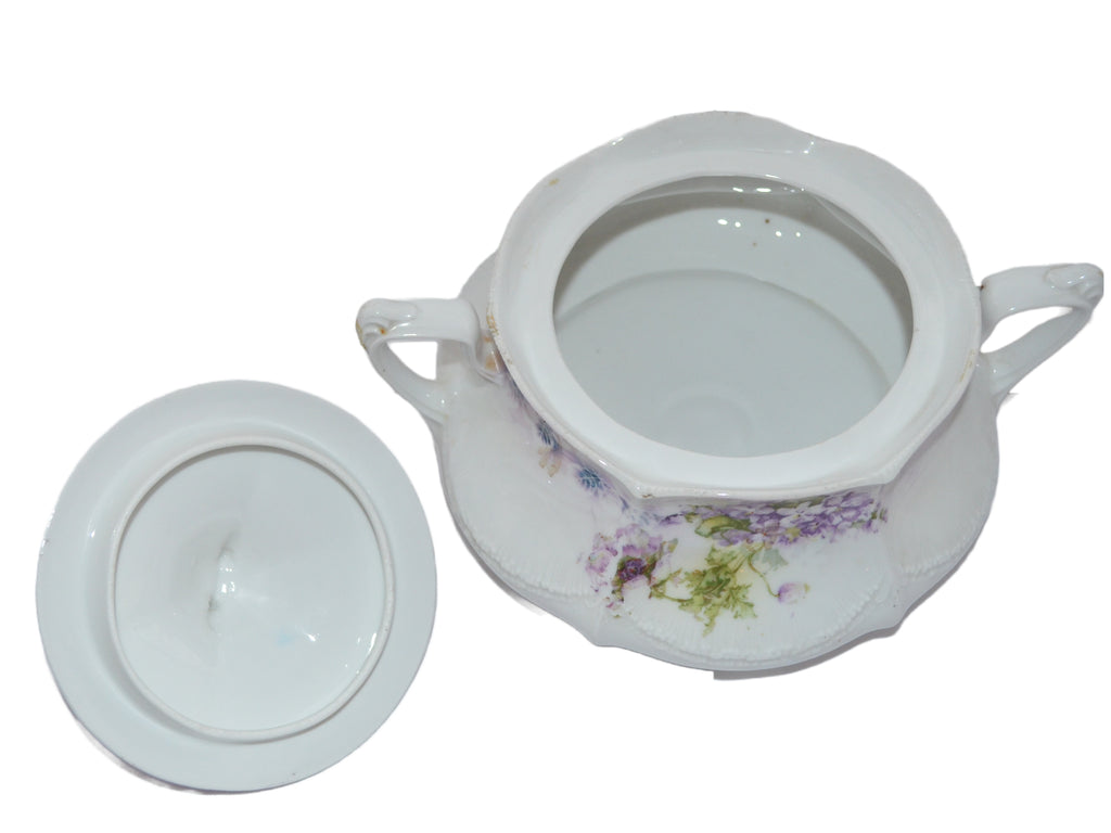 RS Prussia Porcelain Cracker or Biscuit Jar Mold 636 Purple Violet Decor