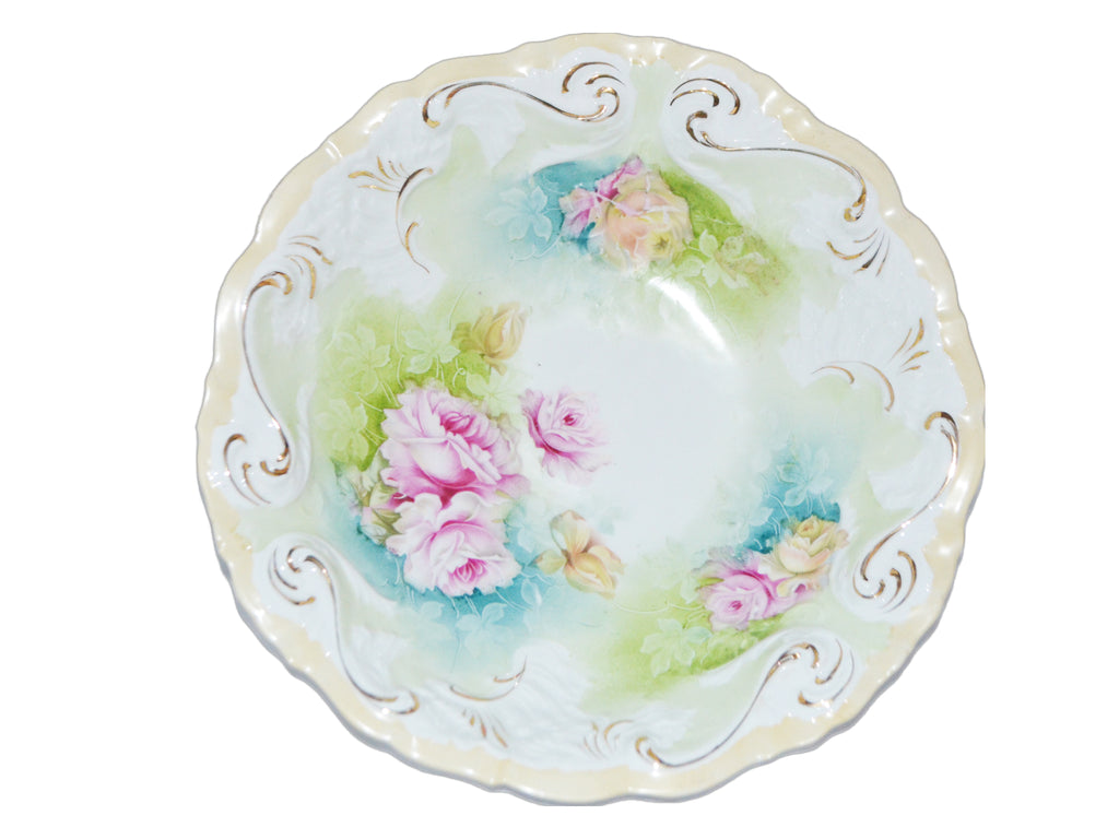 RS Prussia Porcelain Antique Bowl Mold 1 Pink Rose Decor
