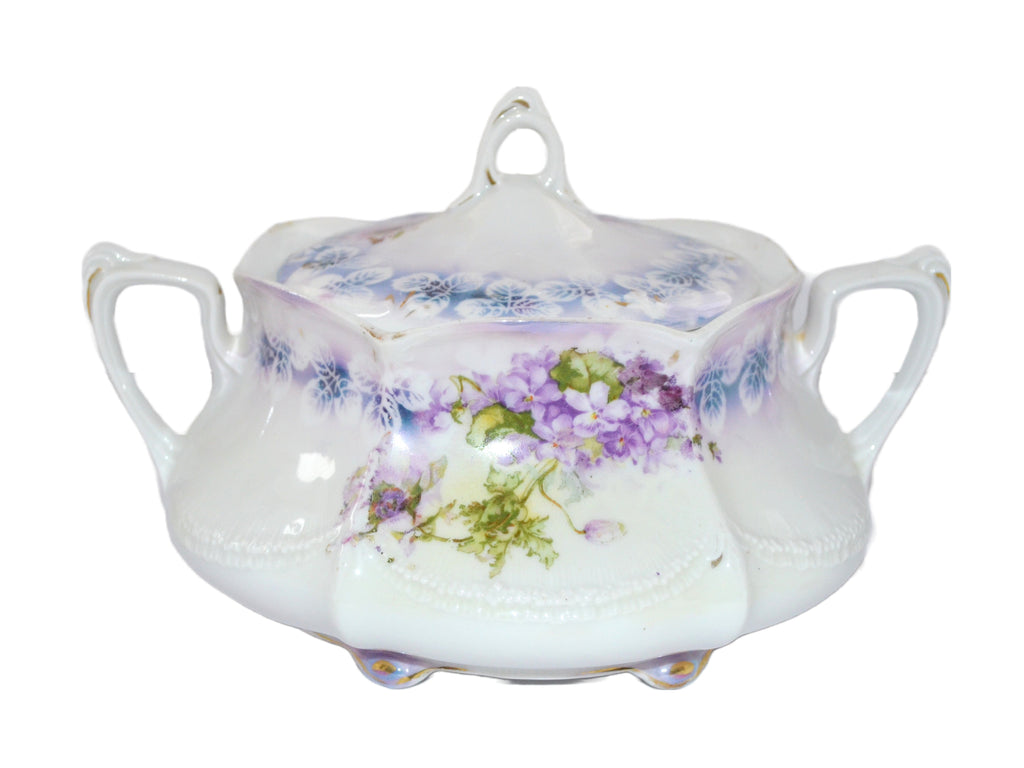 RS Prussia Porcelain Cracker or Biscuit Jar Mold 636 Purple Violet Decor