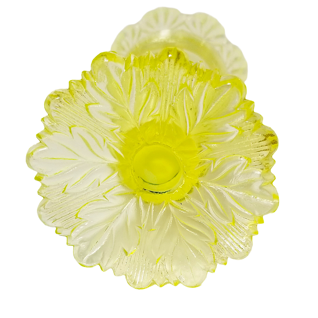 Vintage Northwood Vaseline Glass Vase |Fluted Scroll & Vine EAPG Uranium Glass
