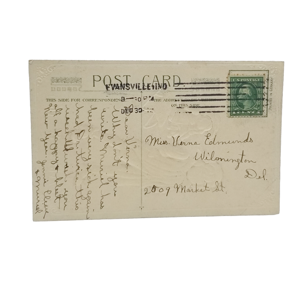 New Year Postcard Children Sledding Winsch Pub Artist Schmucker