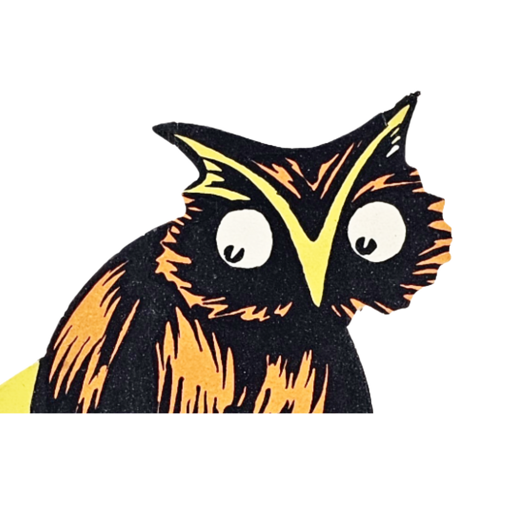 Rare 1920s Art Deco Vintage Dennison Halloween Die Cut Place Card – Fortune Telling Owl