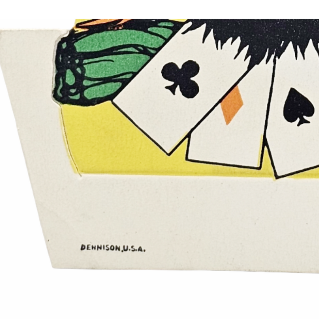 Rare 1920s Art Deco Vintage Dennison Halloween Die Cut Place Card – Fortune Telling Owl
