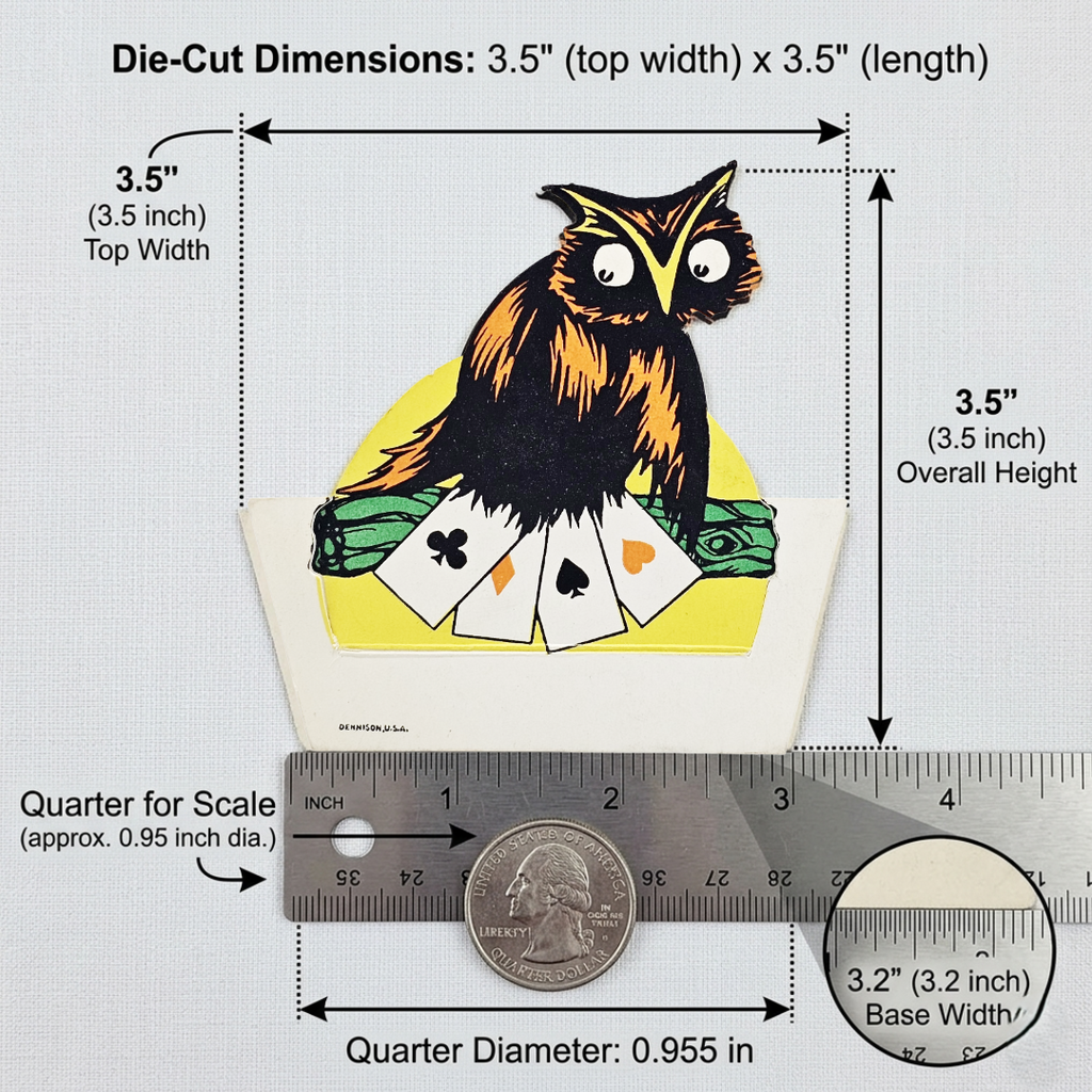 Rare 1920s Art Deco Vintage Dennison Halloween Die Cut Place Card – Fortune Telling Owl