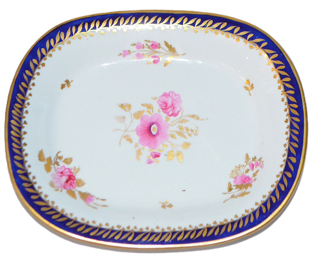 Georgian Period Coalport Hand Painted Cobalt Gold Floral Teapot Stand