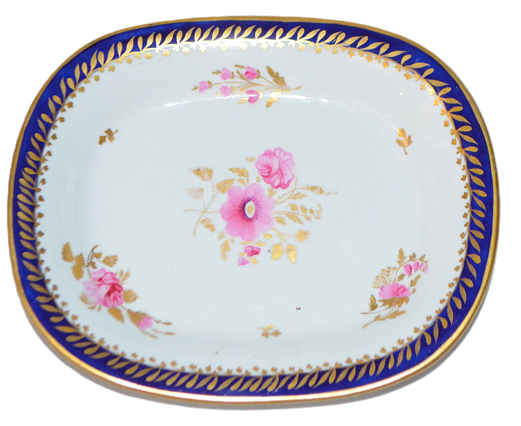 Georgian Period Coalport Hand Painted Cobalt Gold Floral Teapot Stand