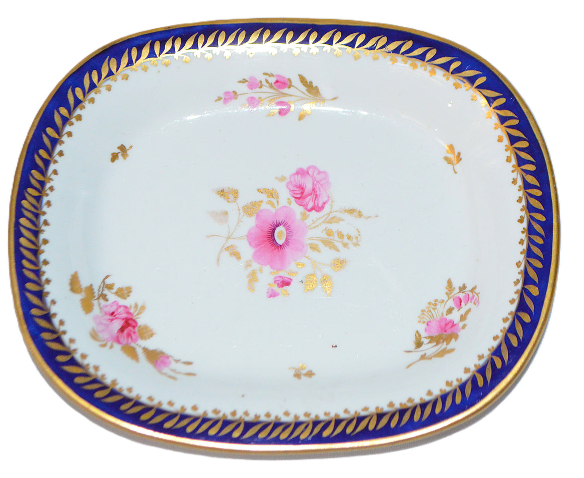 Georgian Period Coalport Hand Painted Cobalt Gold Floral Teapot Stand