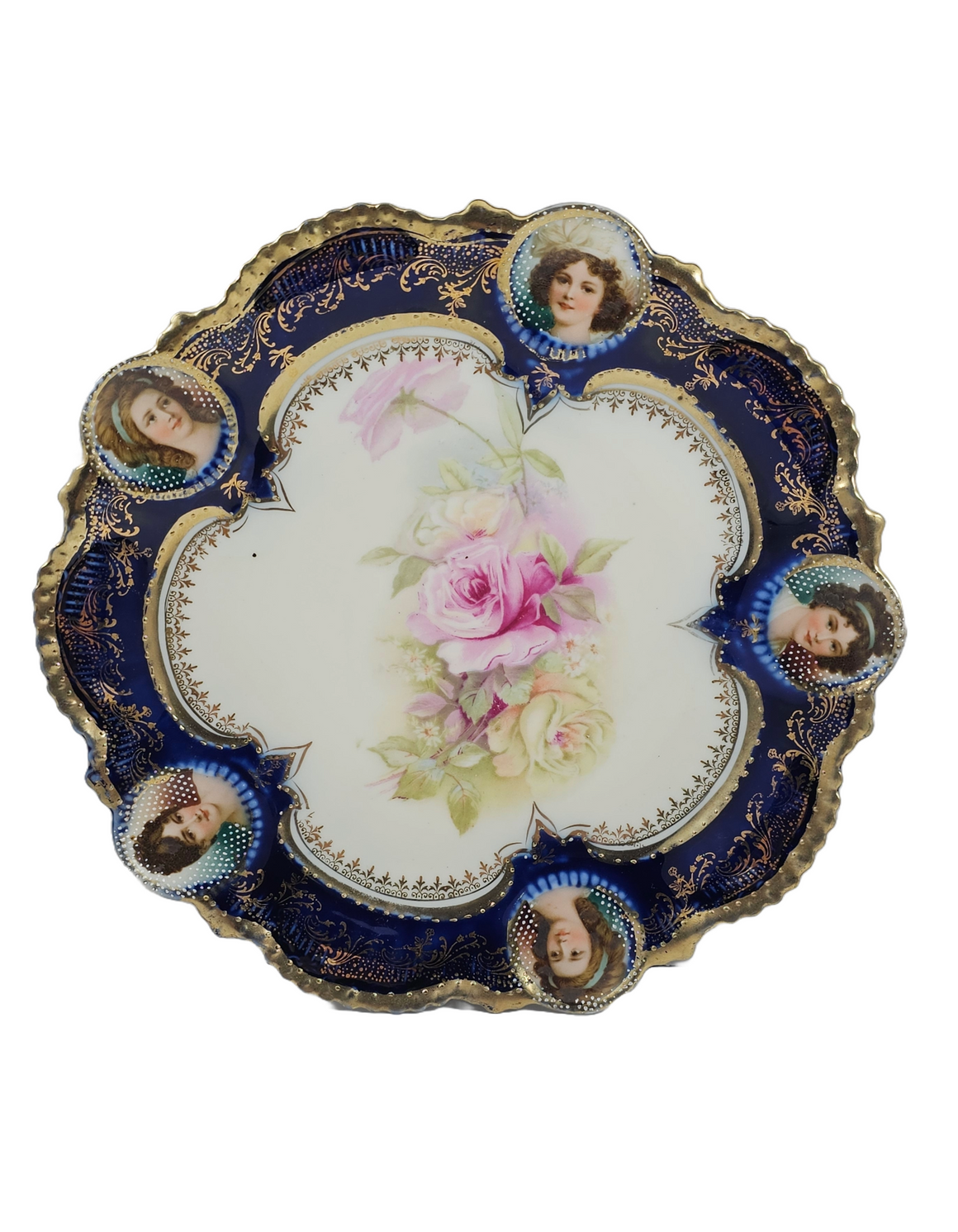 RS Prussia Portrait Medallion Cobalt Rose Plate